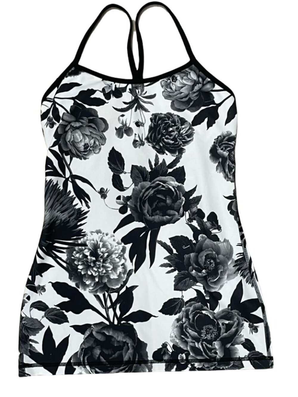 Lululemon Power Y Tank Luon Size 4 Brisk Bloom Black White / Black W1E56S - Picture 6 of 10